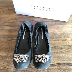 Vera Wang Lavender Embellished Charcoal Grey Flats